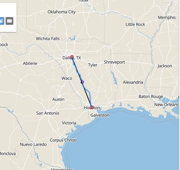 how far is houston from dallas