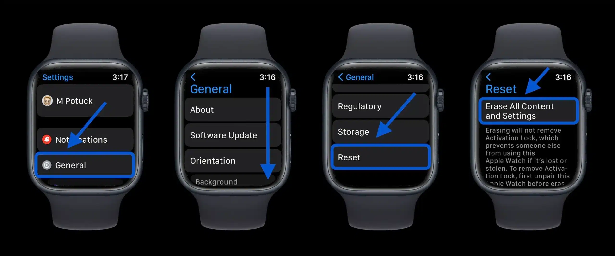 how to reset an apple watch