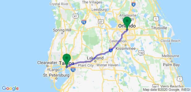 how far is tampa from orlando