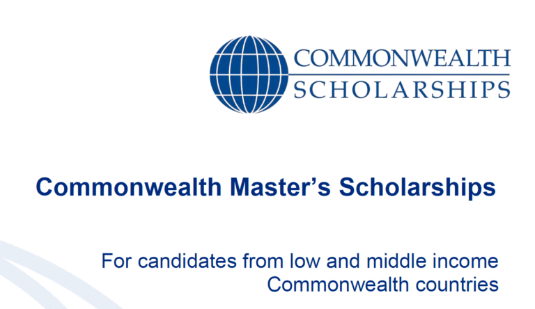 bolsas de mestrado totalmente financiadas para estudar em um país da Commonwealth