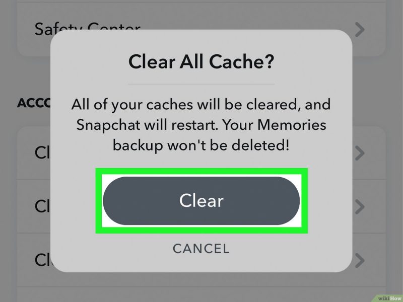 what does clear cache mean on snapchat